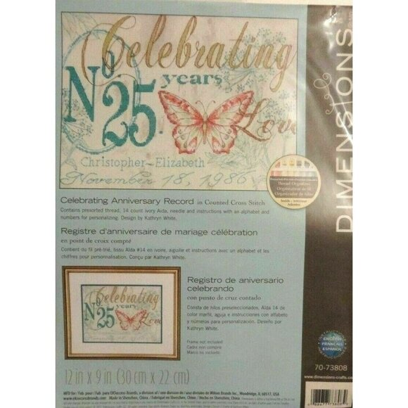 Cross Stitch Kit Dimensions Celebrating Anniversary Record Counted Wedding 12x9" - Picture 1 of 4